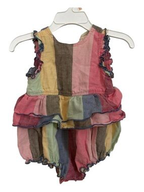 Pink Chicken New York Baby Girls Striped Ruffle Romper Size 3–6M